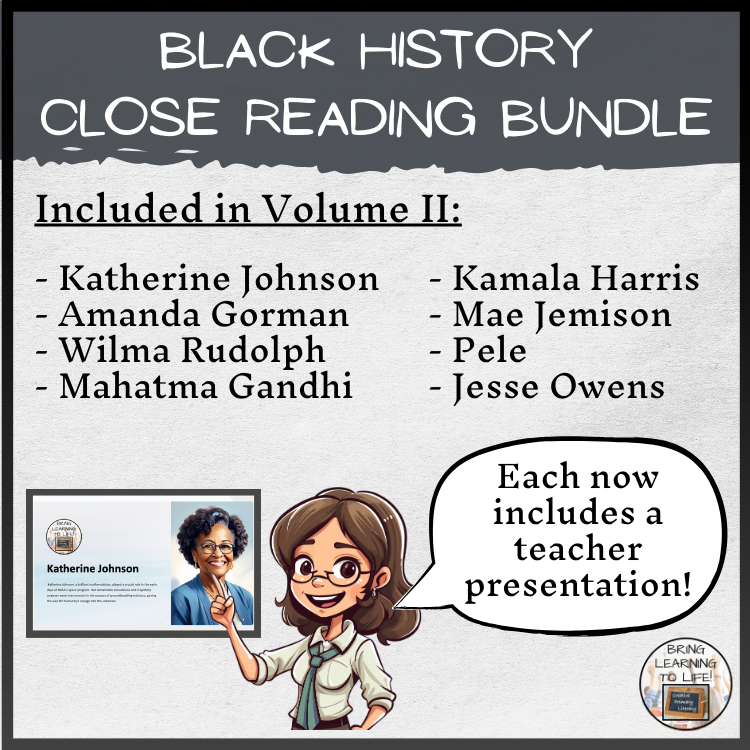 Black History Volume 2 Close Reading Comprehension Bundle | 5th-6th Grade