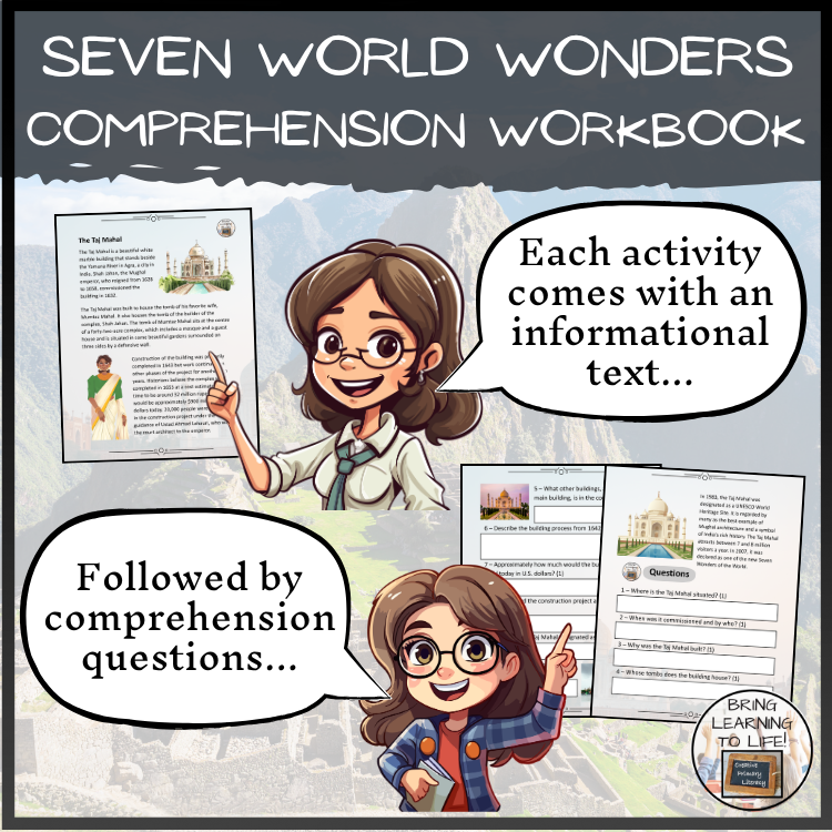 Seven Wonders of the World Reading Comprehension Workbook | 5th-6th Grade
