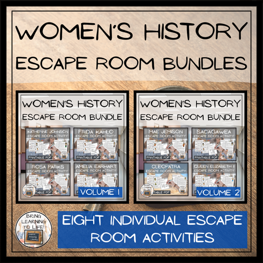 Womens History Escape Room Activity Mega Bundle | 5th Grade & 6th Grade