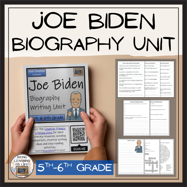 Joe Biden Biography Project & Writing Unit | 5th Grade & 6th Grade