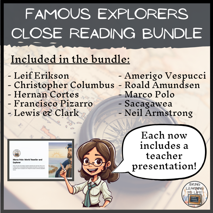 Famous Explorers Close Reading Comprehension Bundle | 3rd Grade & 4th Grade