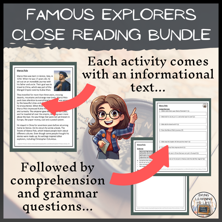 Famous Explorers Close Reading Comprehension Bundle | 3rd Grade & 4th Grade