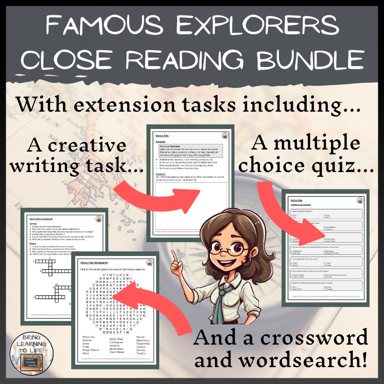 Famous Explorers Close Reading Comprehension Bundle | 3rd Grade & 4th Grade