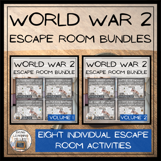 World War 2 Escape Room Activity Mega Bundle | 5th & 6th Grade