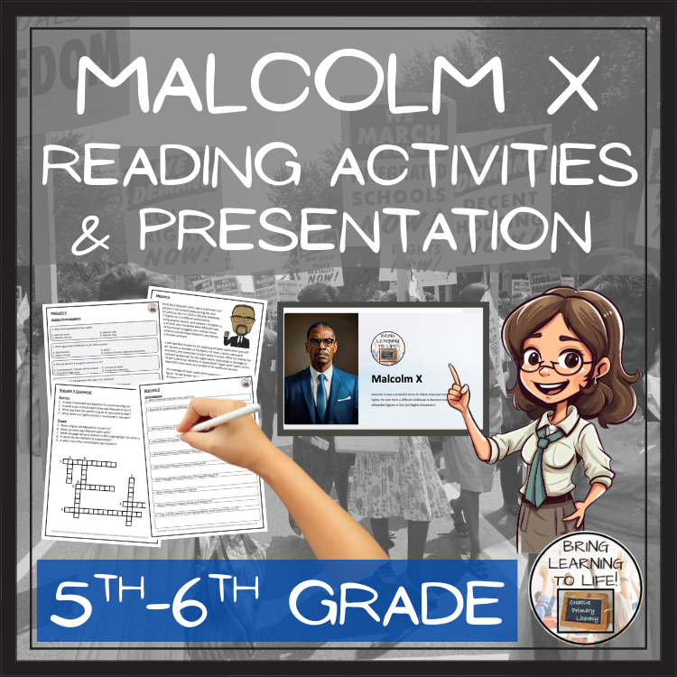 Malcolm X Close Reading Comprehension Activities | 5th Grade & 6th Grade