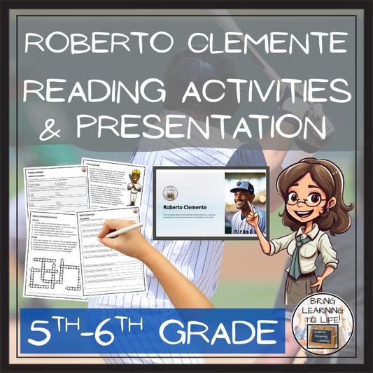 Roberto Clemente Close Reading Comprehension Activities | 5th Grade & 6th Grade