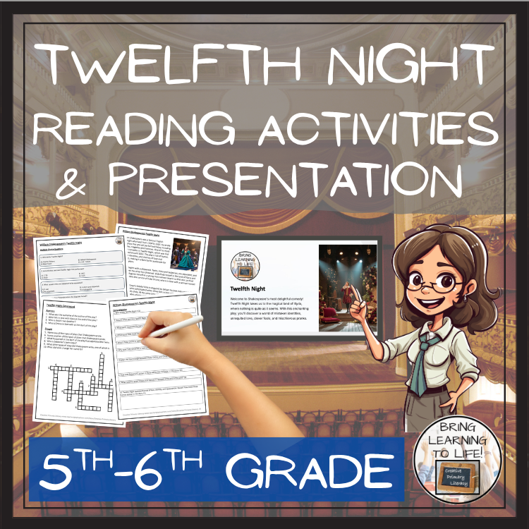 Twelfth Night Close Reading Comprehension Activities | 5th Grade & 6th Grade