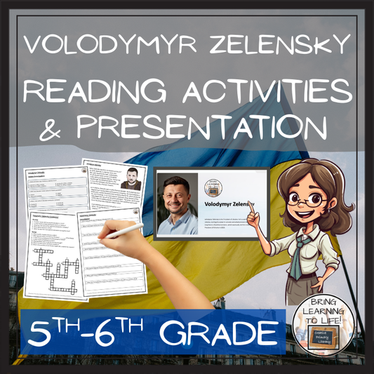 Volodymyr Zelensky Close Reading Comprehension Activities | 5th & 6th Grade