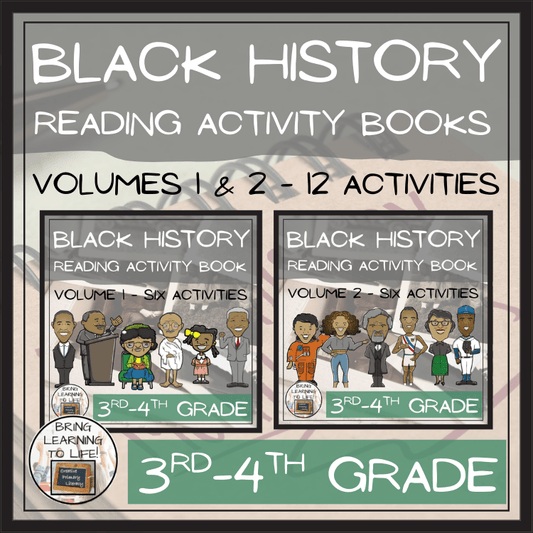 Black History Volumes 1 & 2 Close Reading Comprehension Bundles | 3rd & 4th Grade