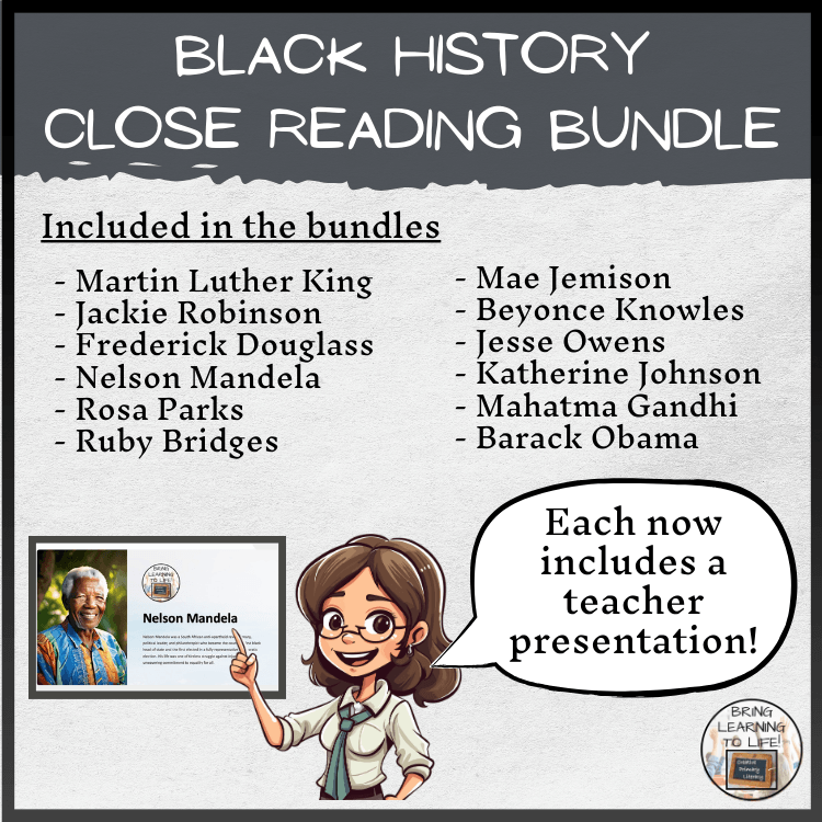 Black History Volumes 1 & 2 Close Reading Comprehension Bundles | 3rd & 4th Grade