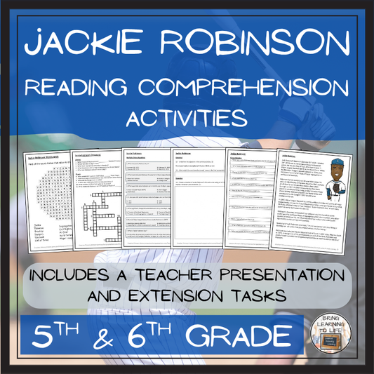 Jackie Robinson Close Reading Comprehension Activities | 5th Grade & 6th Grade