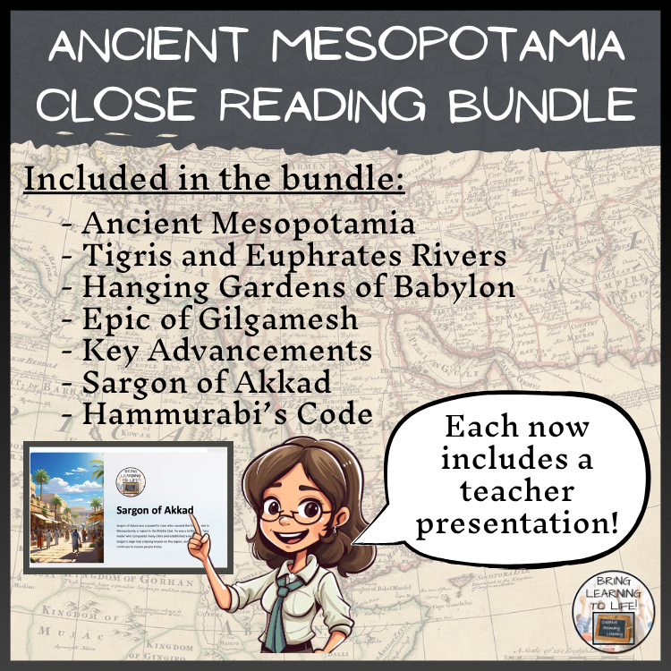 Ancient Mesopotamia Close Reading Comprehension Bundle | 5th Grade & 6th Grade