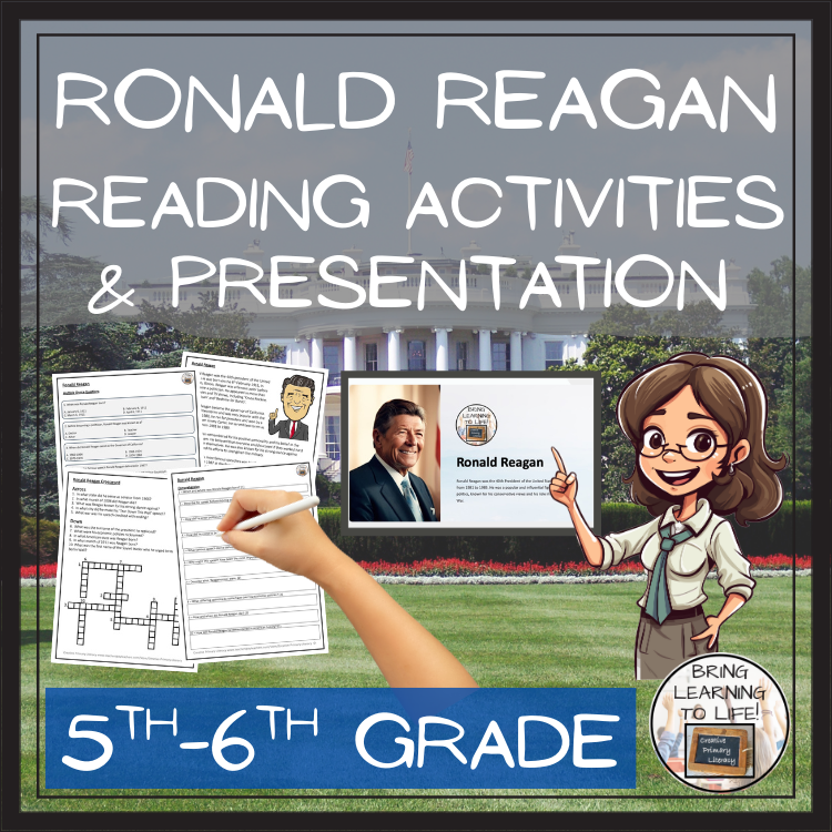 Ronald Reagan Close Reading Comprehension Activities | 5th Grade & 6th Grade