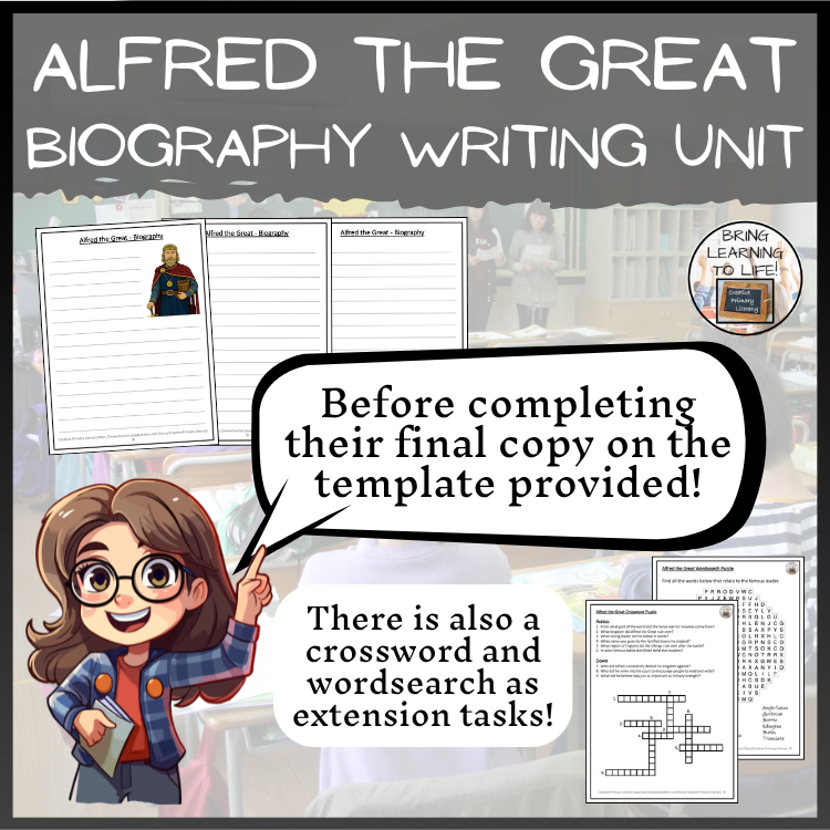 Alfred the Great Biography Project & Writing Unit | 3rd Grade & 4th Grade