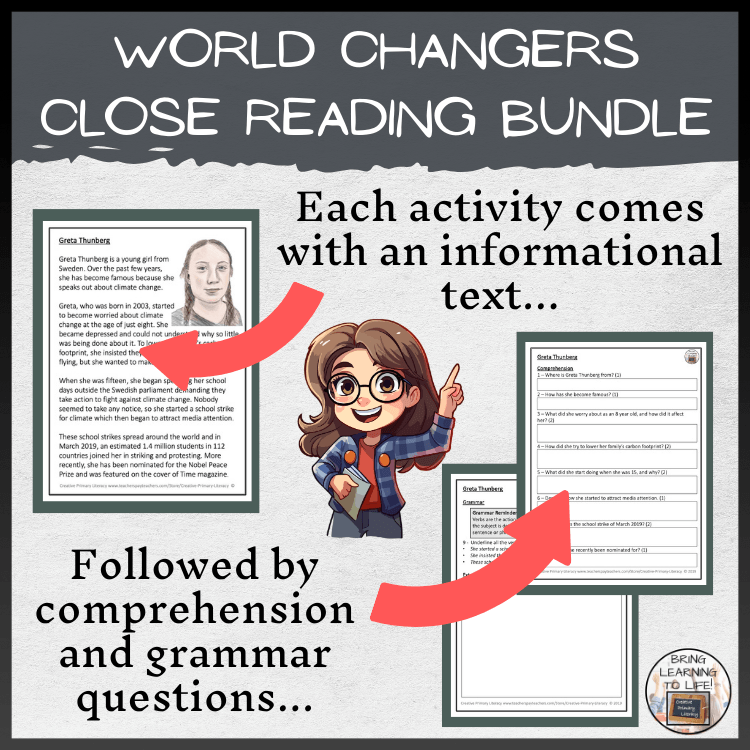 Young Women Who Changed the World Close Reading Bundle | 3rd-4th Grade