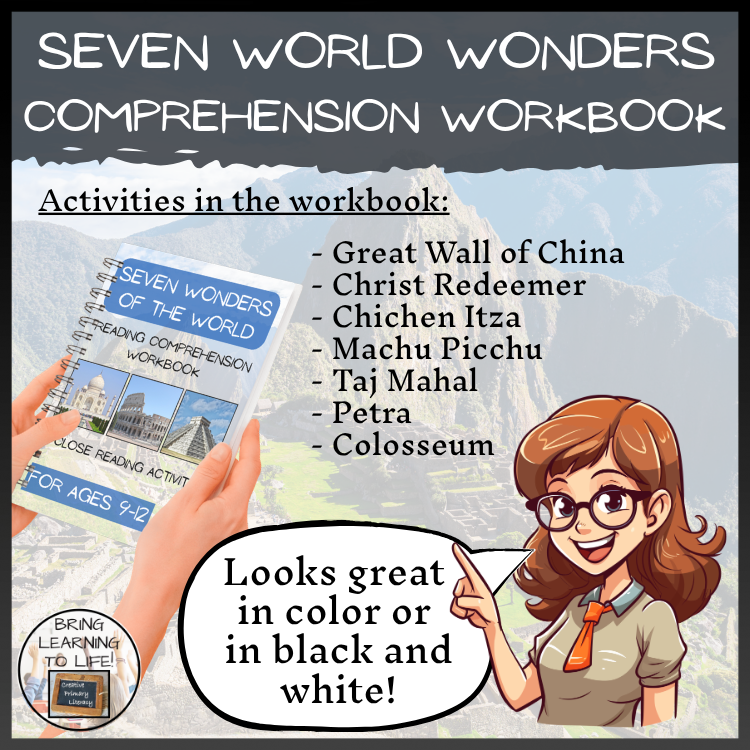 Seven Wonders of the World Reading Comprehension Workbook | 5th-6th Grade