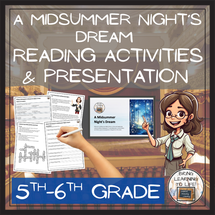 A Midsummer Night's Dream Close Reading Comprehension Activities | 5th & 6th Grade
