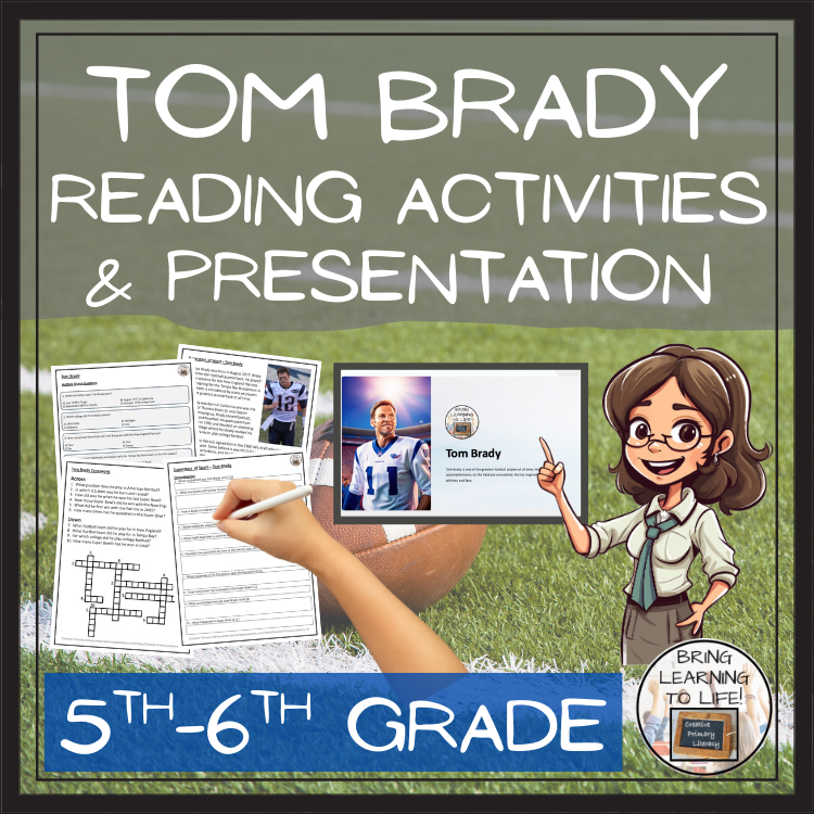 Tom Brady Close Reading Comprehension Activities | 5th Grade & 6th Grade
