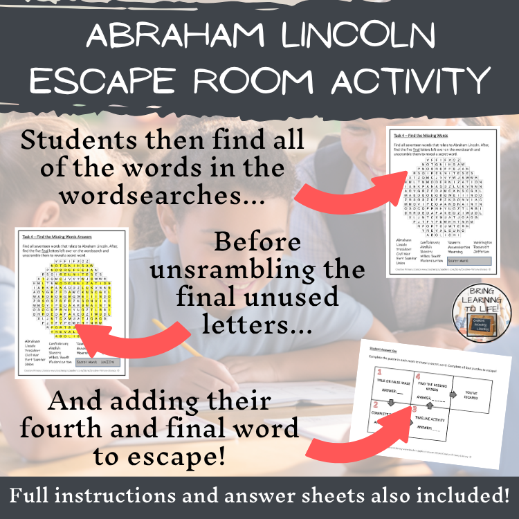 Abraham Lincoln Escape Room | Social Studies & History Activity
