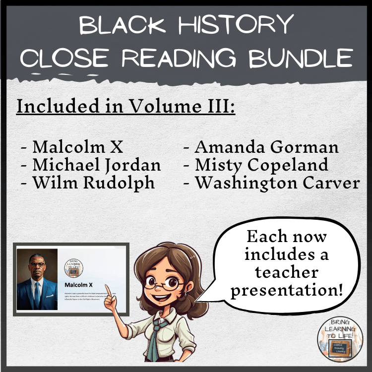 Black History Volume 3 Close Reading Comprehension Bundle | 3rd & 4th Grade