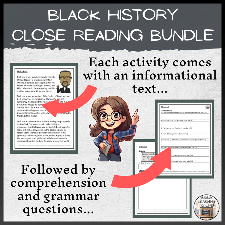 Black History Volume 3 Close Reading Comprehension Bundle | 3rd & 4th Grade