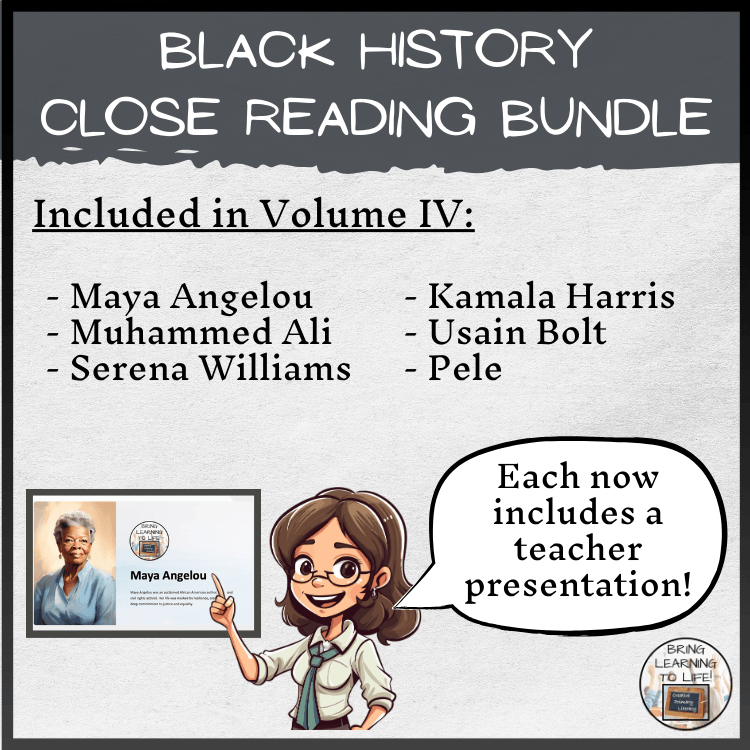 Black History Volume 4 Close Reading Comprehension Bundle | 3rd & 4th Grade