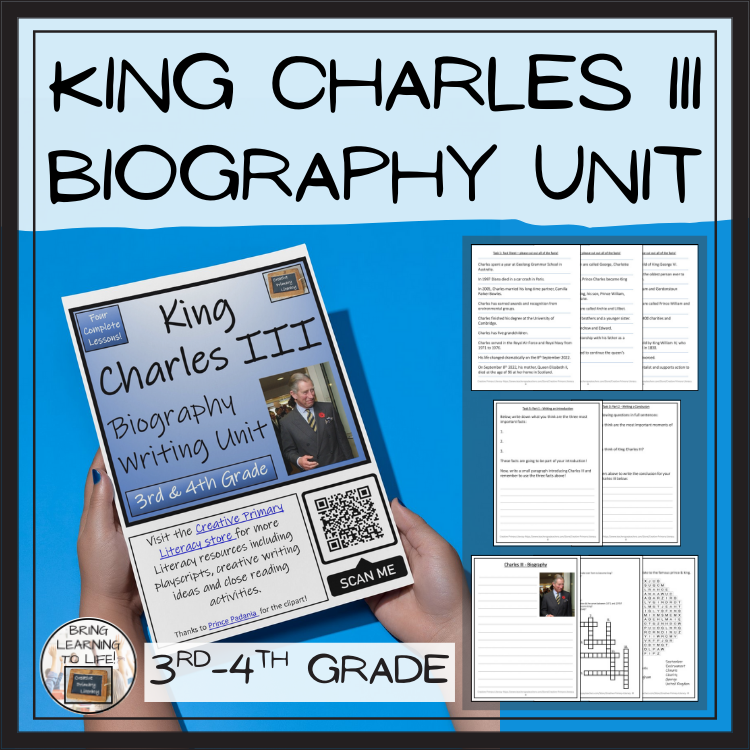 King Charles III Biography Project & Writing Unit | 3rd Grade & 4th Grade