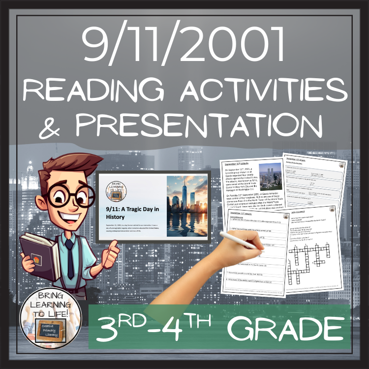 9/11 Terrorist Attacks Close Reading Comprehension Activities | 3rd & 4th Grade