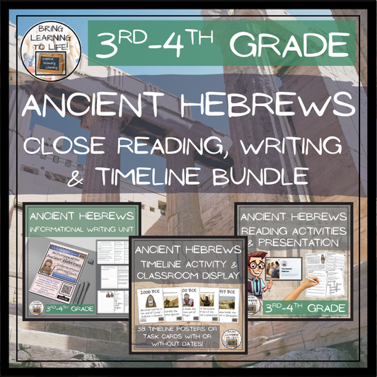 Ancient Hebrews Close Reading, Writing & Timeline Bundle | 3rd–4th Grade