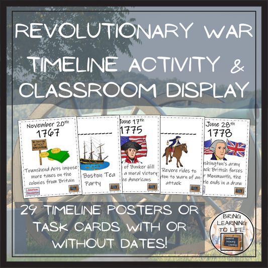 American Revolutionary War Timeline Activity & Classroom Display