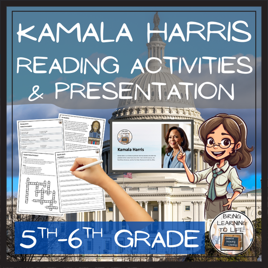 Kamala Harris Close Reading Comprehension Activities | 5th Grade & 6th Grade