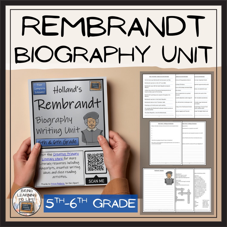 Rembrandt Biography Project & Writing Unit | 5th Grade & 6th Grade