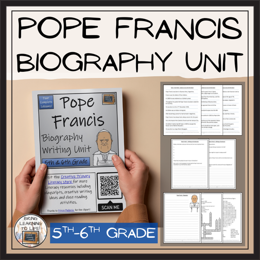 Pope Francis Biography Project & Writing Unit | 5th Grade & 6th Grade
