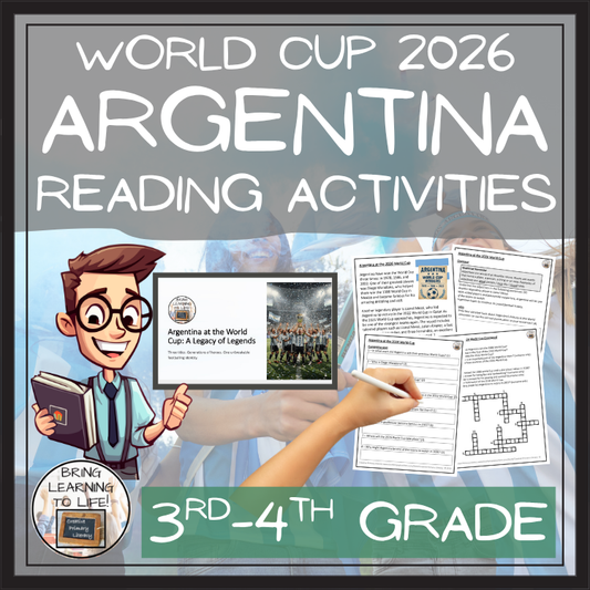 Argentina World Cup 2026 Reading Comprehension Activities | 3rd–4th Grade