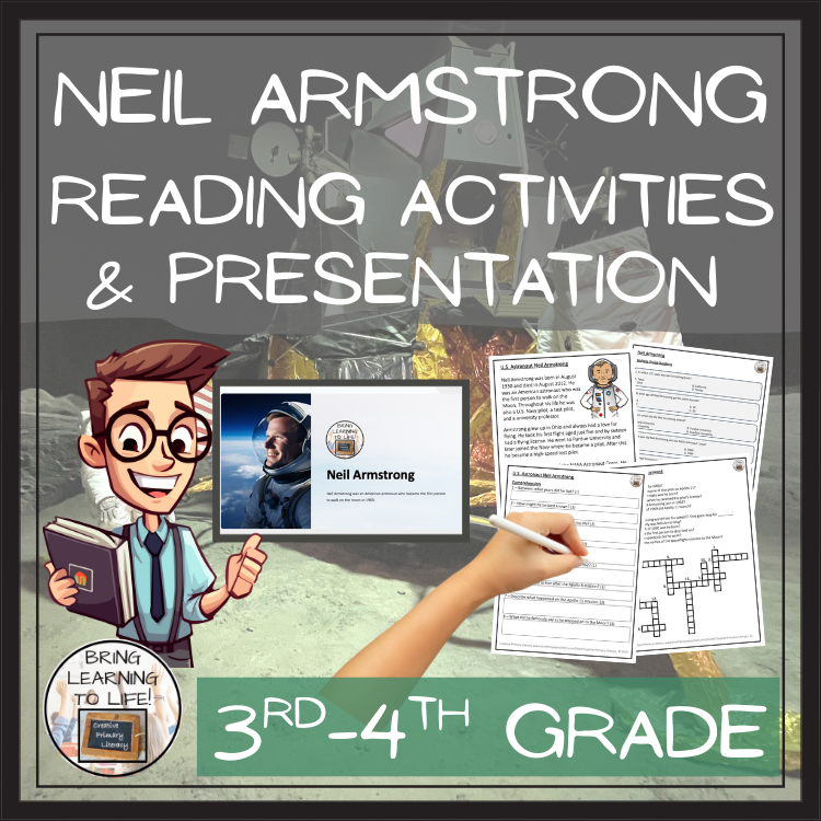Neil Armstrong Close Reading Comprehension Activities | 3rd Grade & 4th Grade