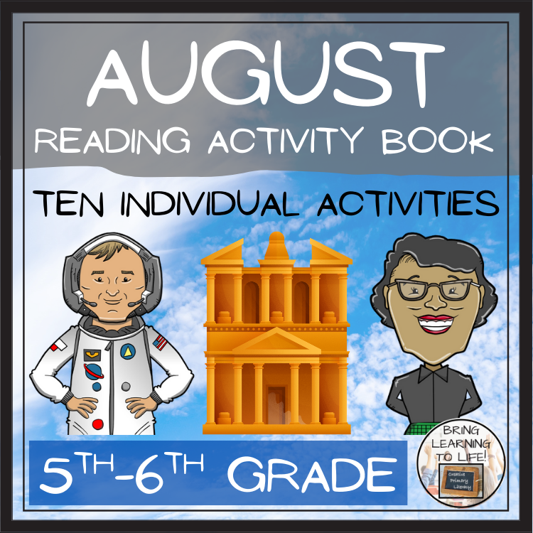 August Close Reading Comprehension Activity Book | 5th-6th Grade