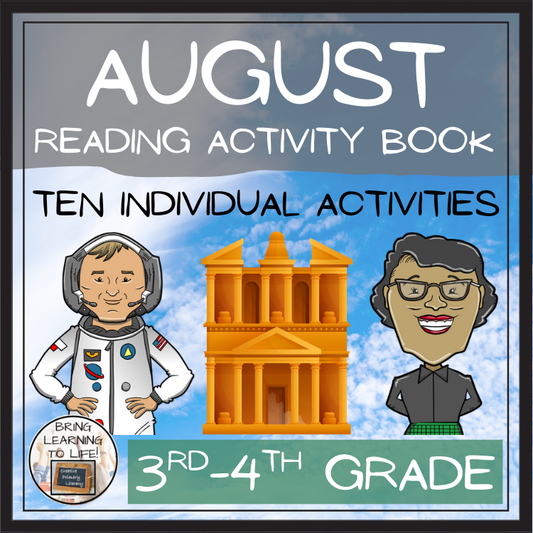 August Close Reading Comprehension Activity Book | 3rd-4th Grade