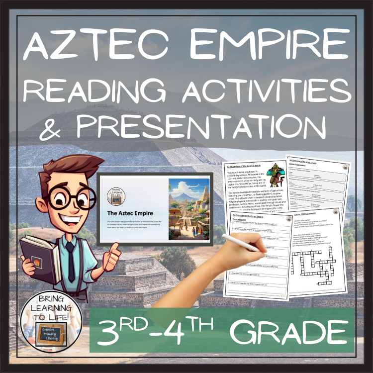 Aztec Empire Close Reading Comprehension Activities | 3rd Grade & 4th Grade