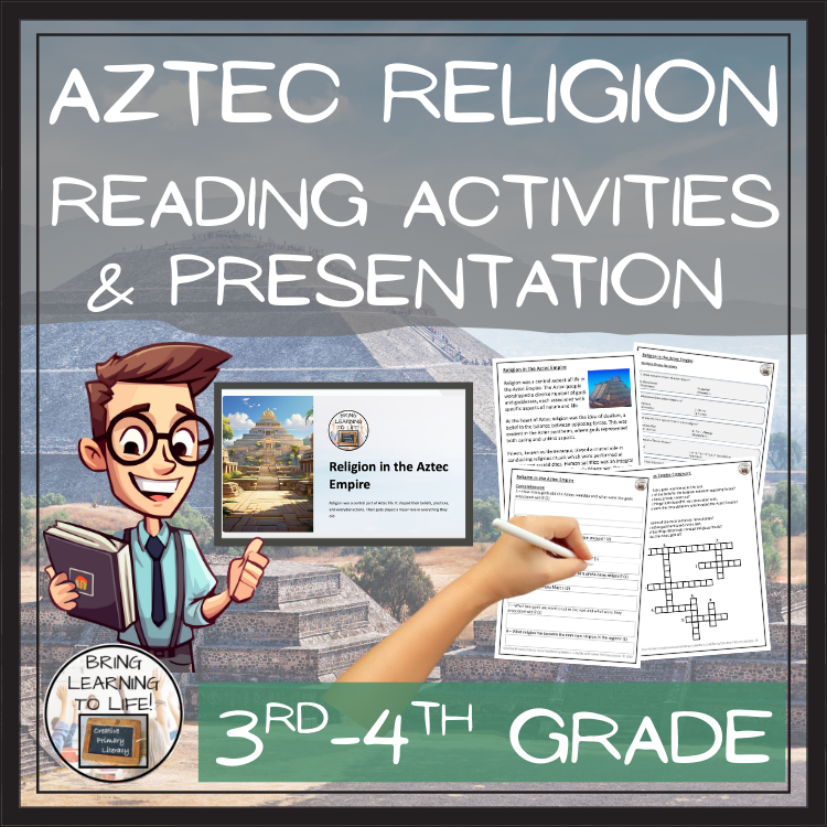 Aztec Religion Close Reading Comprehension Activities | 3rd Grade & 4th Grade