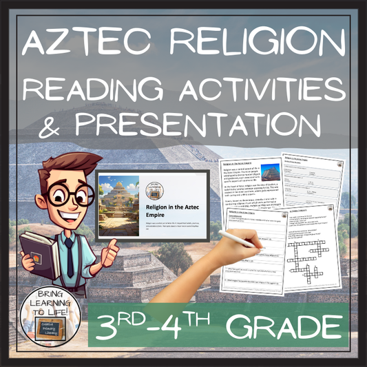 Aztec Religion Close Reading Comprehension Activities | 3rd Grade & 4th Grade