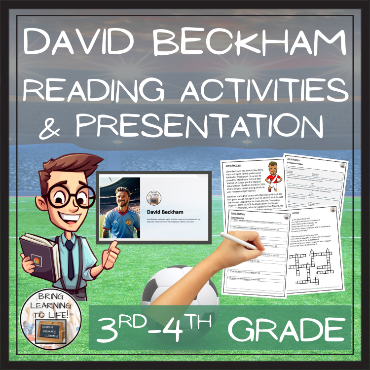 David Beckham Close Reading Comprehension Activities | 3rd Grade & 4th Grade