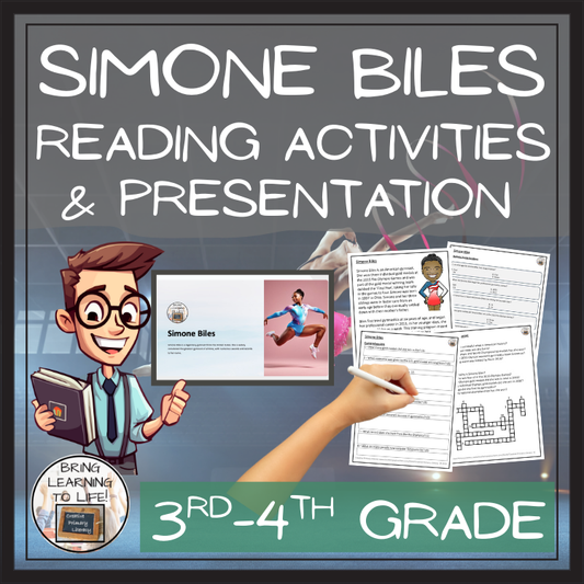 Simone Biles Close Reading Comprehension Activities | 3rd Grade & 4th Grade