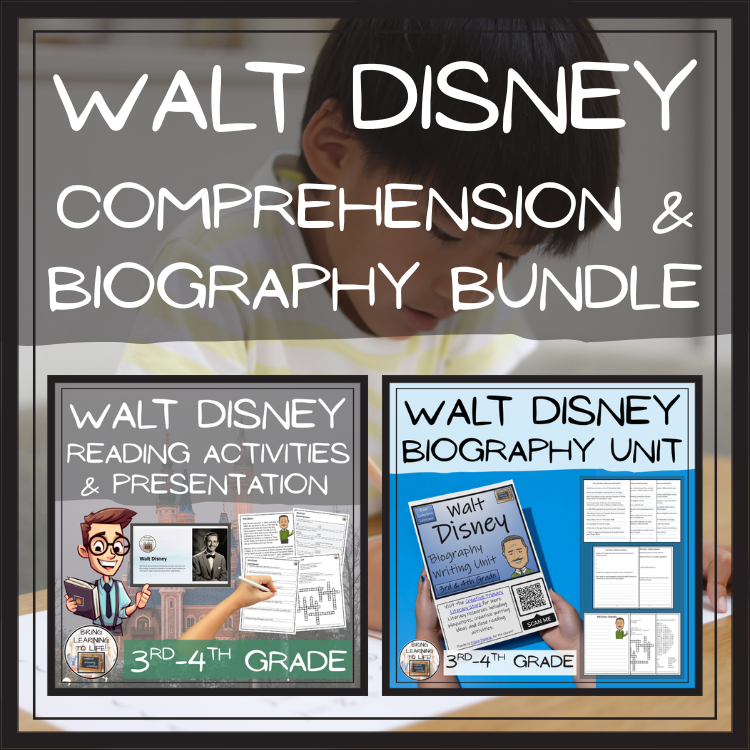 Walt Disney Close Reading & Biography Bundle | 3rd Grade & 4th Grade
