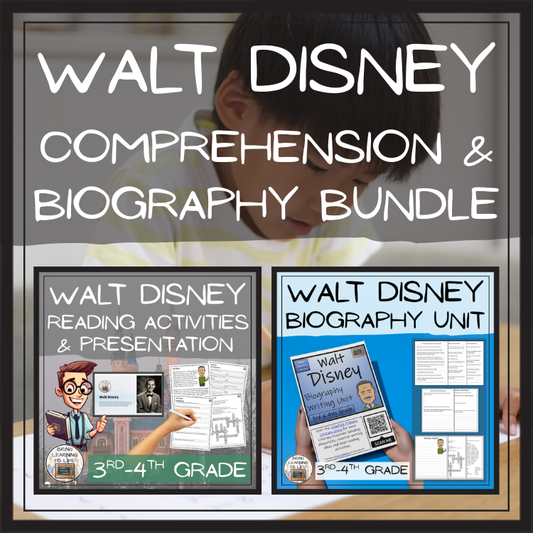 Walt Disney Close Reading & Biography Bundle | 3rd Grade & 4th Grade