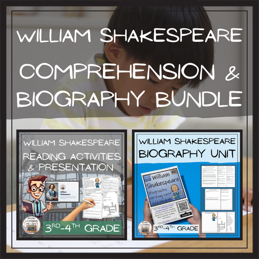 William Shakespeare Close Reading & Biography Bundle | 3rd Grade & 4th Grade