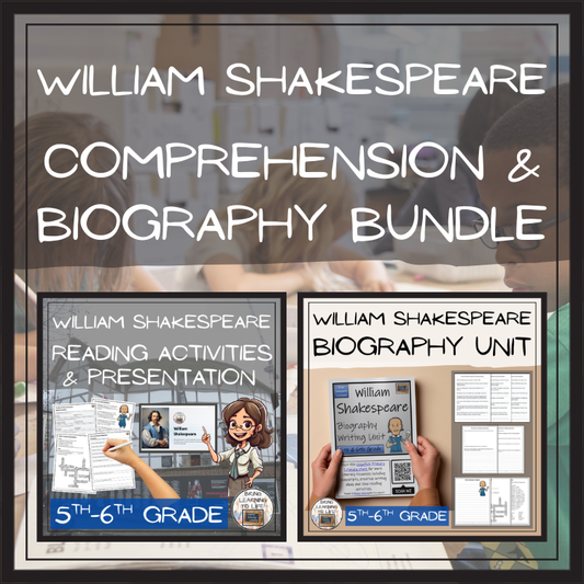 William Shakespeare Close Reading & Biography Bundle | 5th Grade & 6th Grade