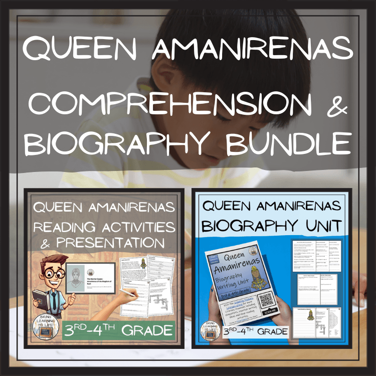 Queen Amanirenas Close Reading & Biography Bundle | 3rd Grade & 4th Grade with reading activities and presentation.