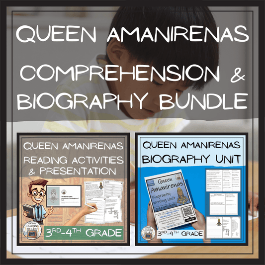 Queen Amanirenas Close Reading & Biography Bundle | 3rd Grade & 4th Grade with reading activities and presentation.