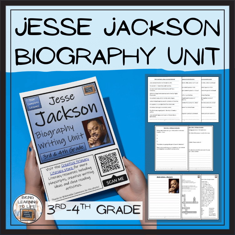 Jesse Jackson Biography Project & Writing Unit | 3rd Grade & 4th Grade educational materials and resources showcase.