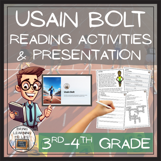 Usain Bolt Close Reading Comprehension Activities | 3rd Grade & 4th Grade